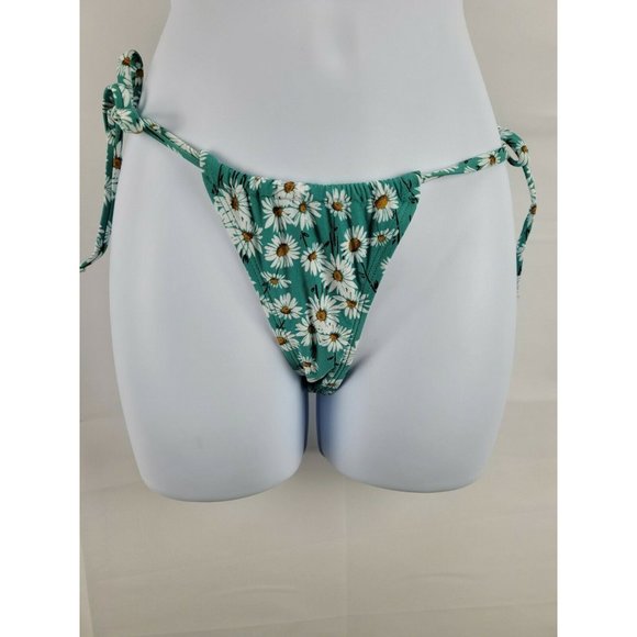 Xhilaration Juniors Cheeky String Bikini Bottom Turquoise Floral Size XS - Picture 4 of 6